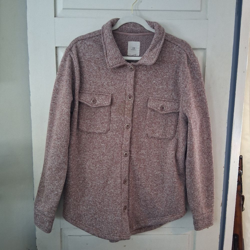 Thread & Supply Praline Color Button-Up Fleece Shirt Shacket Jacket Sz XL
